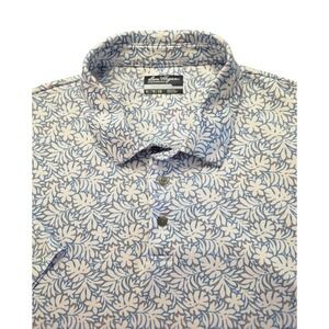 Ben Hogan Performance Short Sleeve Polo Golf Shirt Mens XL Blue White Floral